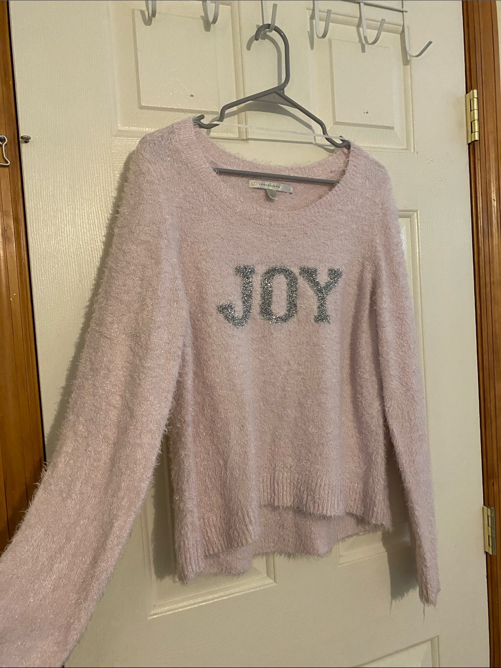 LC Lauren Conrad Light Pink Fuzzy Knit Sweater